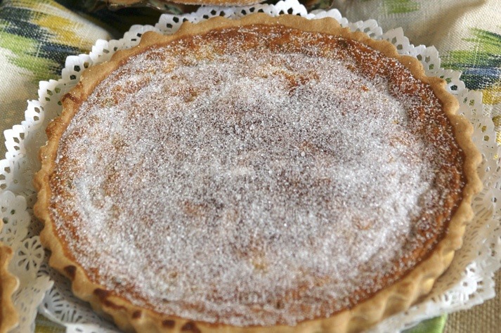 Greixonera, typical Ibiza dessert with sprinkled sugar